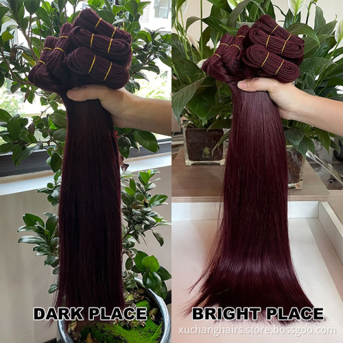 Wholesale Color Highlighted Red extension Hair weft 100% Remy hair extension raw indian cheap human Hair Bundles Vendor